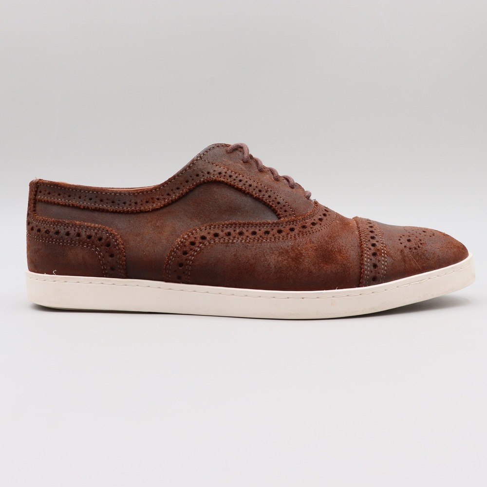 Allen Edmonds Strand Cap Toe Brown Suede Oxford Sneakers Mens 9.5D *No Insoles